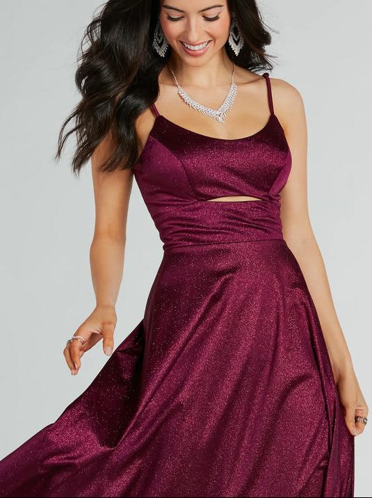 sparkle A Line Ball Dress with Cut out wide