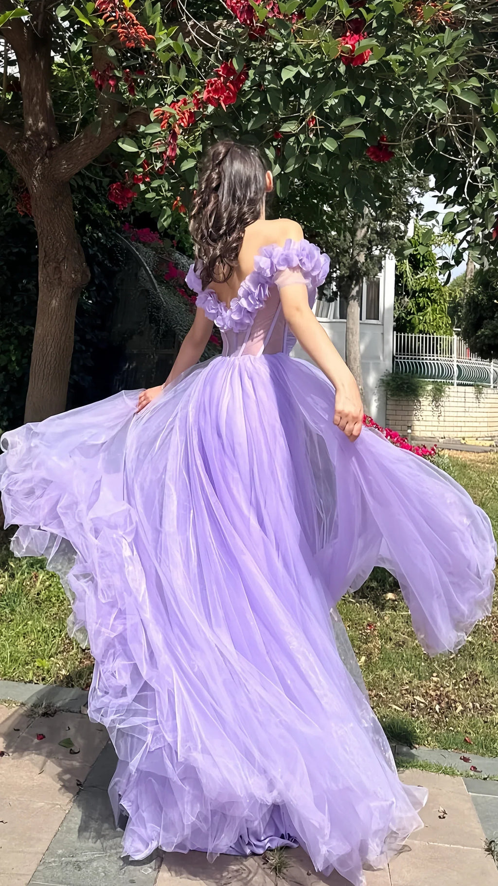 Tulle Evening Party Dresses A-Line Flowy Prom Dresses For Teens
