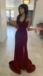 Glitter Mermaid Split Senior Prom Dress