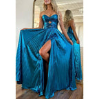 Sweetheart Sleeveless A-line with Side Slit Party Prom Evening Dress