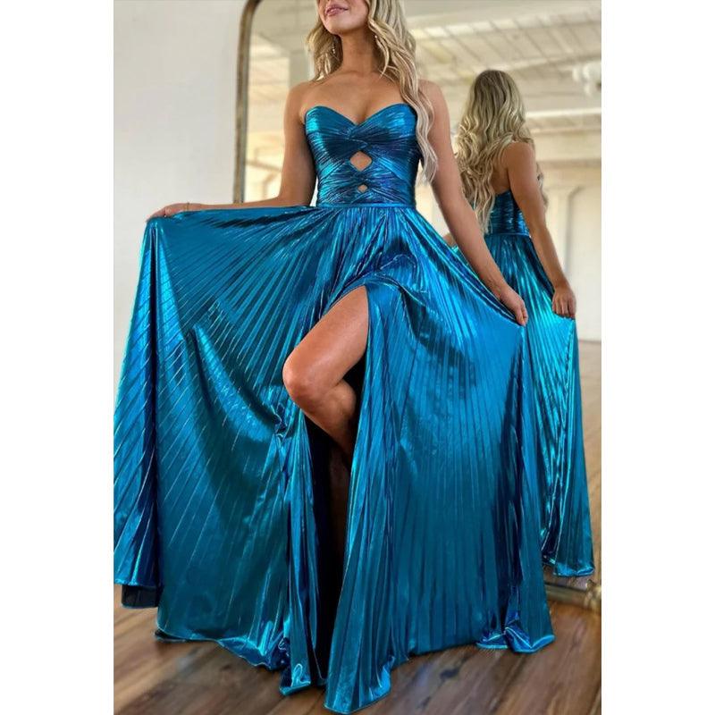 Sweetheart Sleeveless A-line with Side Slit Party Prom Evening Dress