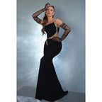 Trumpet/Mermaid Chic & Modern One Shoulder Sleeveless Mermaid Evening Party Prom Dress
