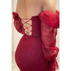 Trumpet/Mermaid Chic & Modern Off-Shoulder Long Sleeves Lace up Party Prom Dress