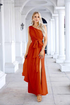 Ladies Chiffon One Shoulder Bridesmaid Evening Dress Wedding Party Evening Dress 28133