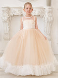 A-line Organza Tulle Floor-length Pink Dress (010226975)
