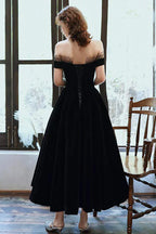 Off Shoulder Velvet Party Dress Homecoming Dress Evening Dress Wedding Guest Party Dresses