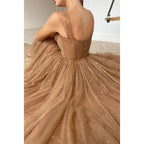 Spaghetti Straps Sweetheart Pink Sequined Formal Dress with Pockets