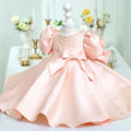 Baby Girl First Communion Dress Back Bow Zipper Princess Dress