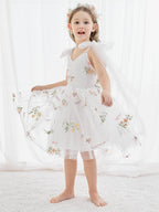 A-Line Sleeveless Floral Embroidered Tulle Toddler Flower Girl Dress