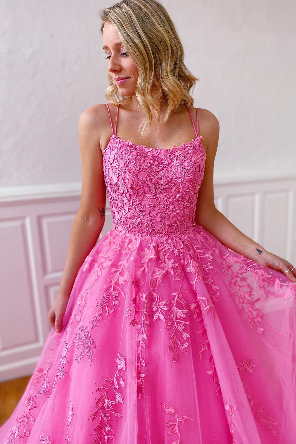 Princess Spaghetti Straps Prom Dress