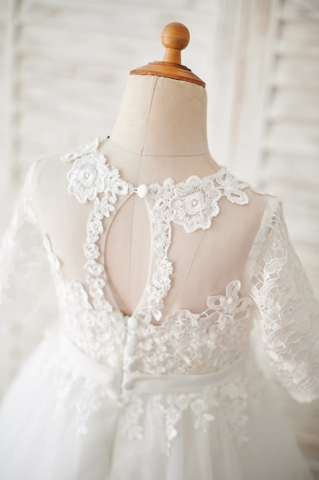 A-line Lace Tulle Floor-length First Communion Flower Girl Dress