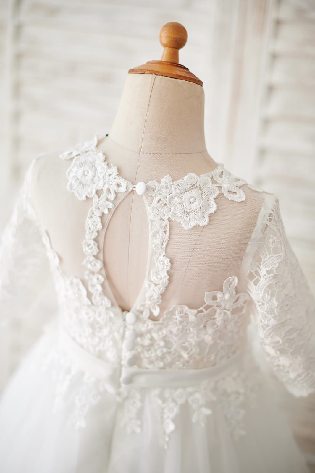 A-line Lace Tulle Floor-length First Communion Flower Girl Dress