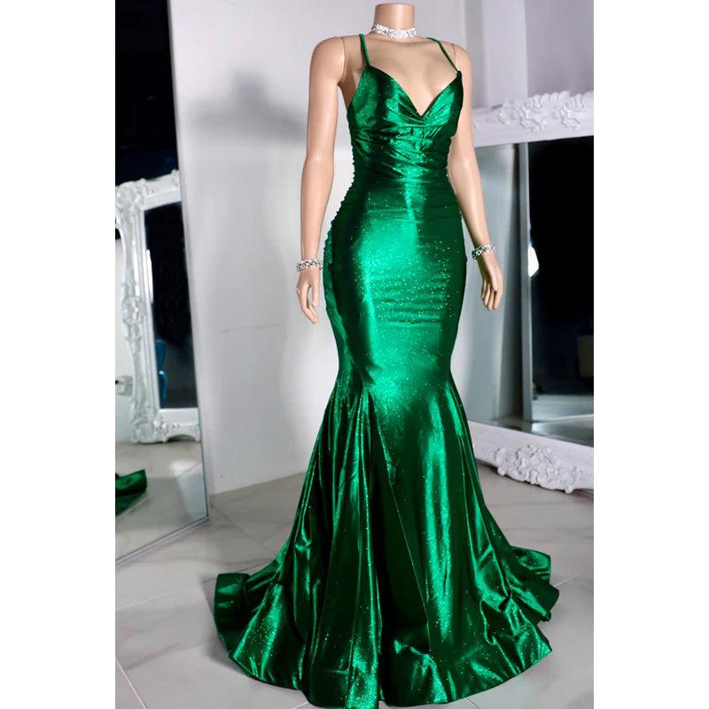 Trumpet/Mermaid Sexy & Hot Criss-Cross Straps Ruffles V-Neck Prom Dress