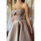 Sweetheart Sleeveless Sequined Ruched Satin A-Line Long Evening Dress