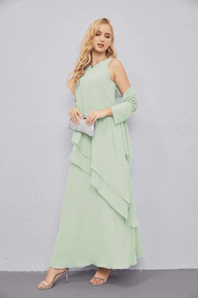 Mother of Bride Dresses with Open Front Lightweight Cardigan Formal Prom Gown  28081