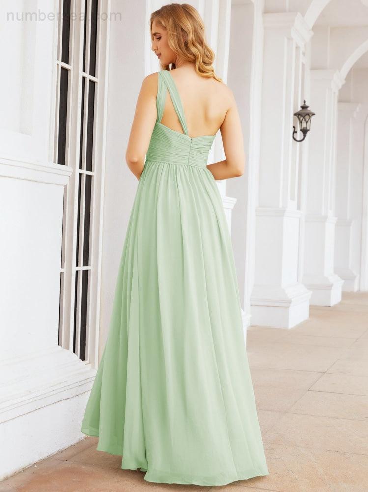Numbersea One Shoulder Bridesmaid Dresses Long Maxi Formal Evening Party Prom Gowns 28061