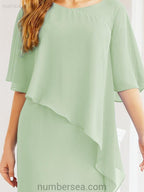 Sunnderly Formal Party Gown Dress Long Mother of The Bride Dresses with Ruffle Cape SY28026