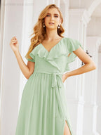 Bridesmaid Dresses with Flutter Sleeves Formal Evening Party Prom Gowns 28044