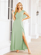 Sunnderly Bridesmaid Dresses Cape Formal Prom Dress Open Back Gowns for Mother of The Bride SY28058
