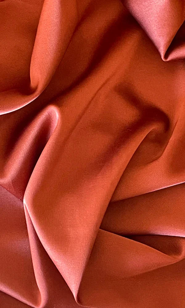 Terracotta Mermaid draped neckline ball gown bottom with sweeping train