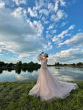 event dress Puffy tulle dress puff sleeves Wedding DressProm Dress Pink dress for photo corset dress