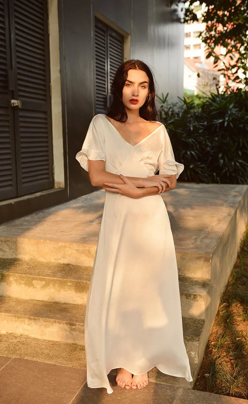 Long Silk Dress Women Party Dress Casual Dress Women Silk Dress LelaSilk