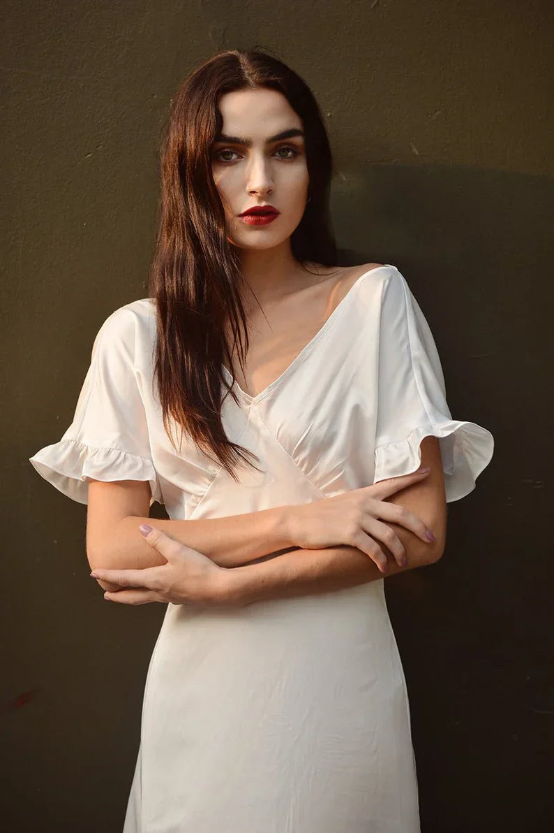 Long Silk Dress Women Party Dress Casual Dress Women Silk Dress LelaSilk