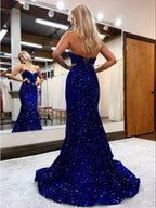 Mermaid Sweetheart Sleeveless  Sequin Prom Dresses