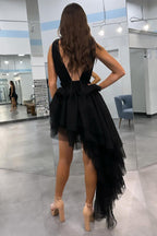 V Neck Irregular Hem A-Line Prom Dresses