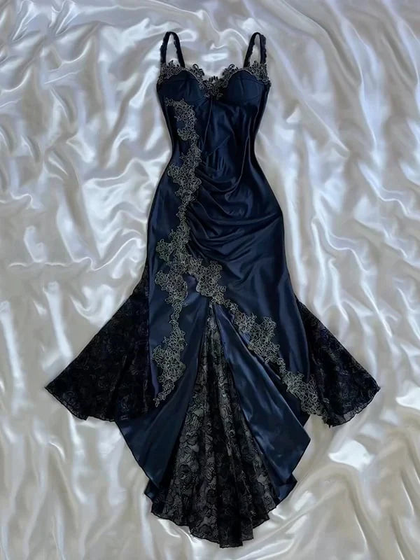 Sexy Bodycon Mermaid Straps Long  Lace Prom Dress Party Dresses
