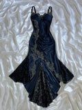 Sexy Bodycon Mermaid Straps Long  Lace Prom Dress Party Dresses