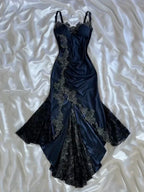 Sexy Bodycon Mermaid Straps Long  Lace Prom Dress Party Dresses