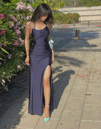 Simple  Mermaid Prom Dress Long Satin Evening Gown