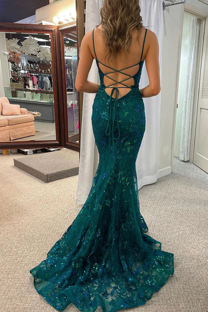 Sequins Lace Mermaid Long Prom Dress