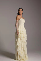 Charming Strapless Sleeveless Ruffles Long Prom Dress