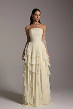 Charming Strapless Sleeveless Ruffles Long Prom Dress