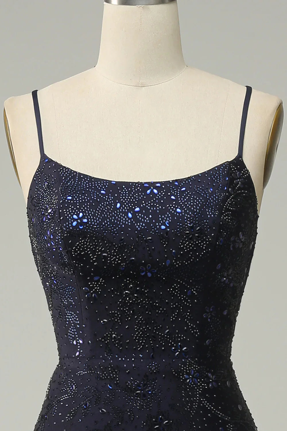 Spaghetti Straps Beaded Mermaid Prom Dress with Split