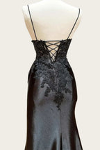 Straps Appliques Long Dress with Slit