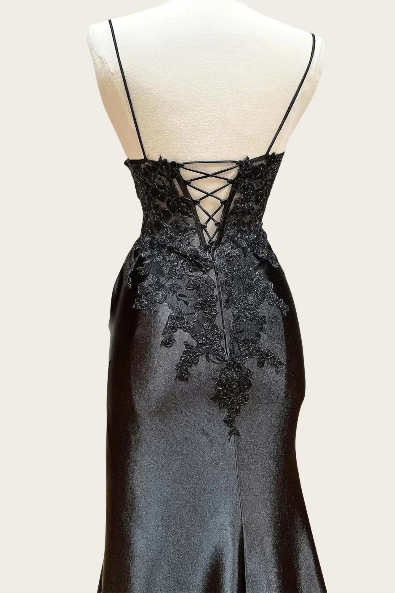 Straps Appliques Long Dress with Slit