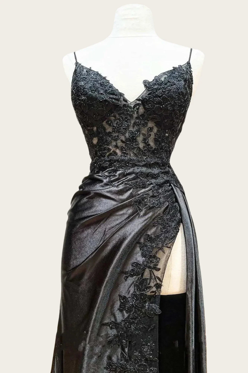 Straps Appliques Long Dress with Slit