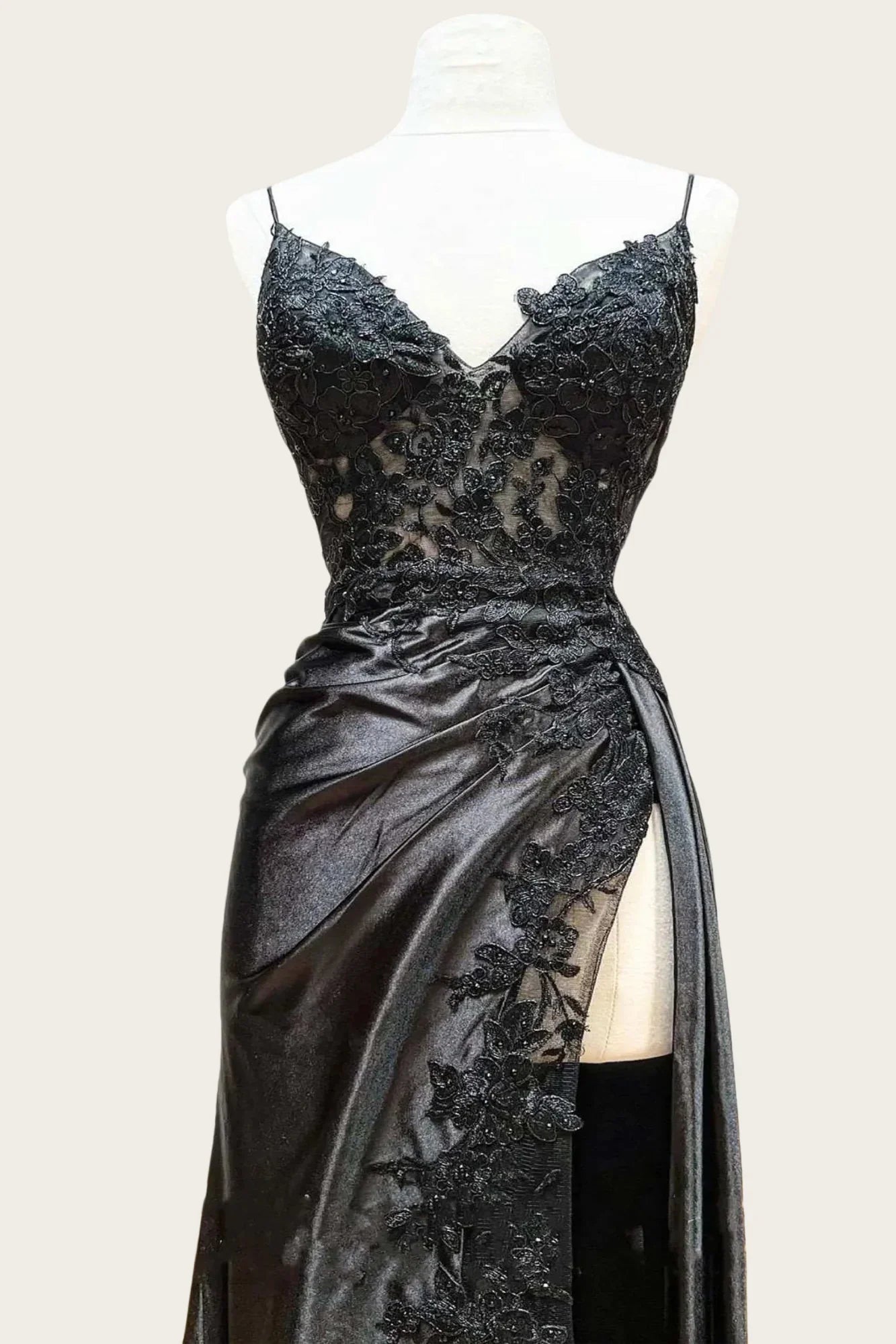 Straps Appliques Long Dress with Slit