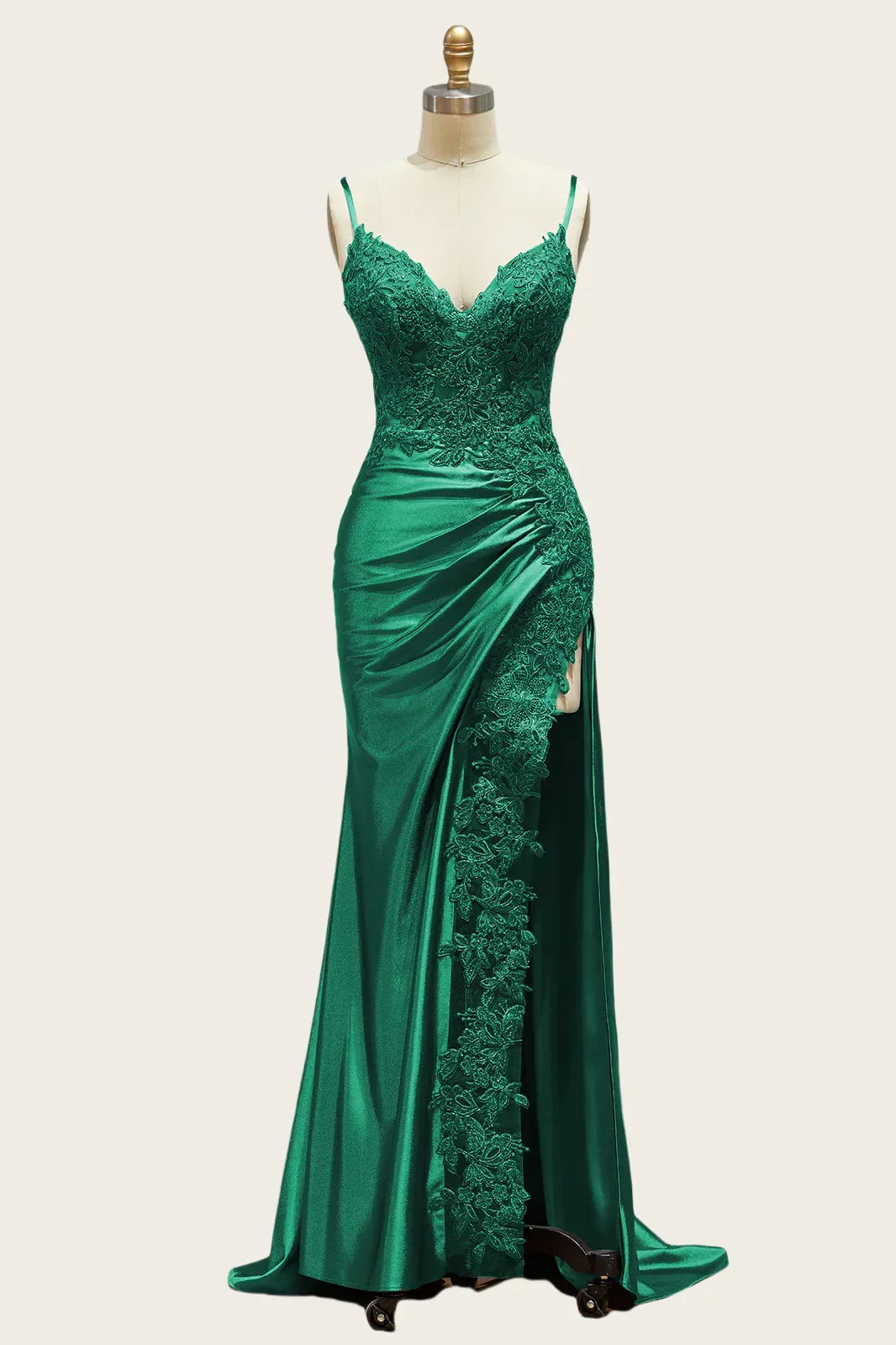 Straps Appliques Long Dress with Slit