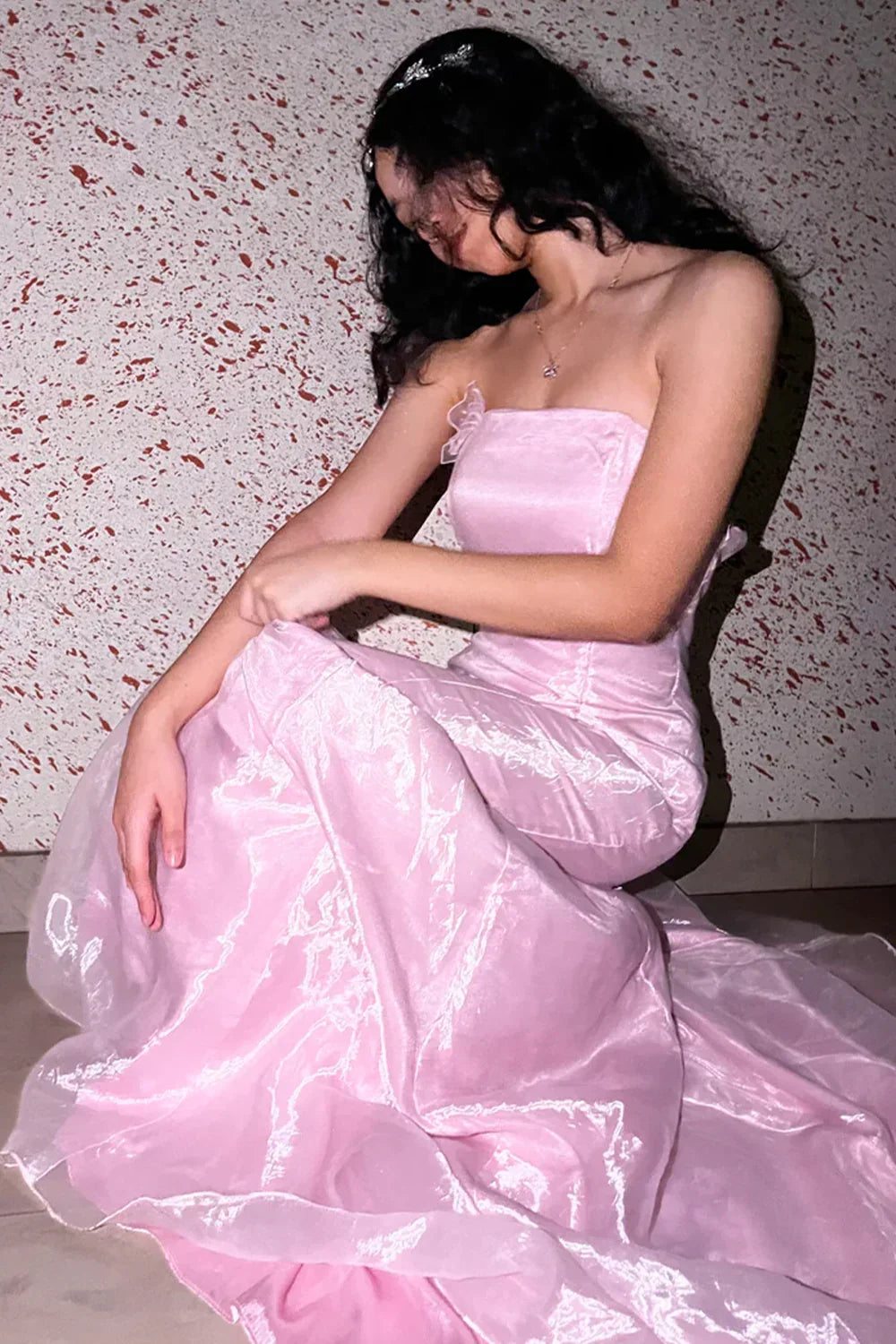 Mermaid Strapless Long Prom Dress with Ruffles