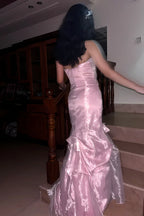 Mermaid Strapless Long Prom Dress with Ruffles