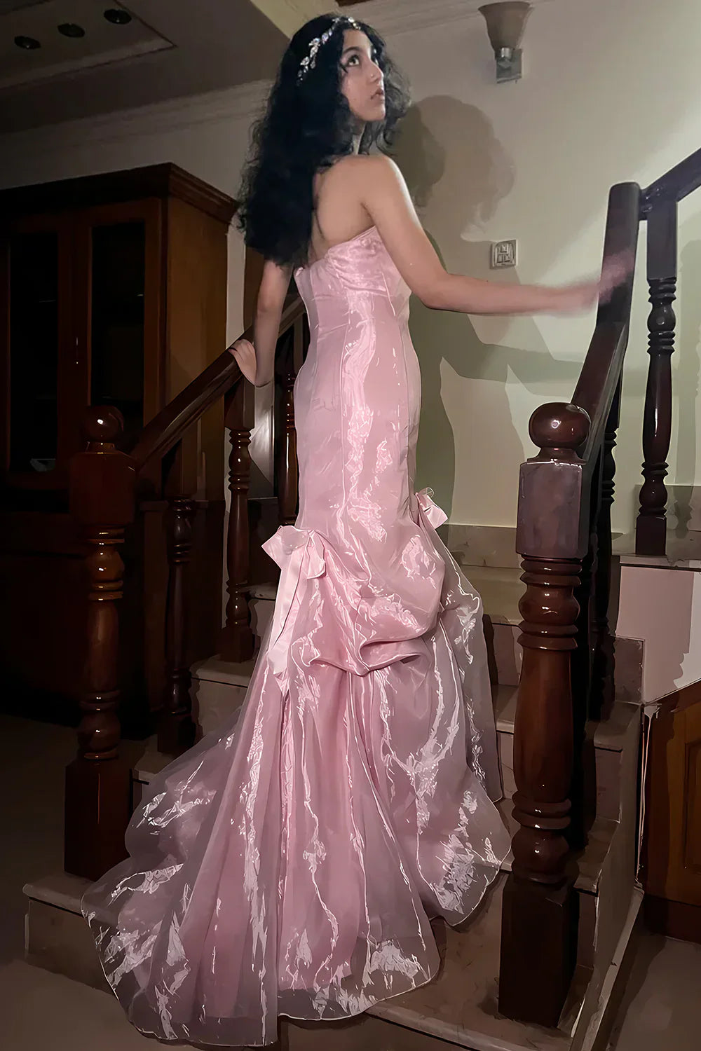 Mermaid Strapless Long Prom Dress with Ruffles