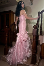 Mermaid Strapless Long Prom Dress with Ruffles