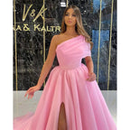 Unique One Shoulder High Split Long Prom Formal Evening Dress