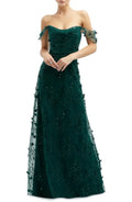 3D Embroidered Off the Shoulder Gown