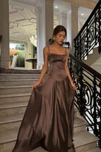 A Line Spaghetti Straps Party Dress with Ruffles