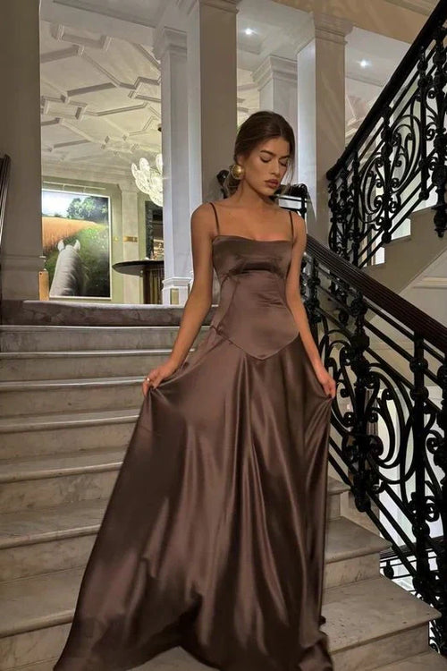 A Line Spaghetti Straps Party Dress with Ruffles